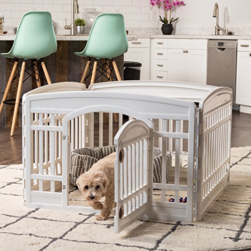 24" 4-Panel White Dog Playpen with Door Z261921