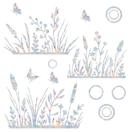 36PCS Snowflake Window Stickers Non Adhesive Prismatic Vinyl Rainbow Decals V12319