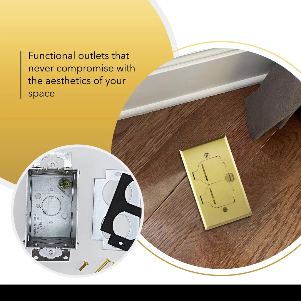 20A Tamper Resistant Recessed Floor Outlet with Flip Lid and Brass Cover X9580