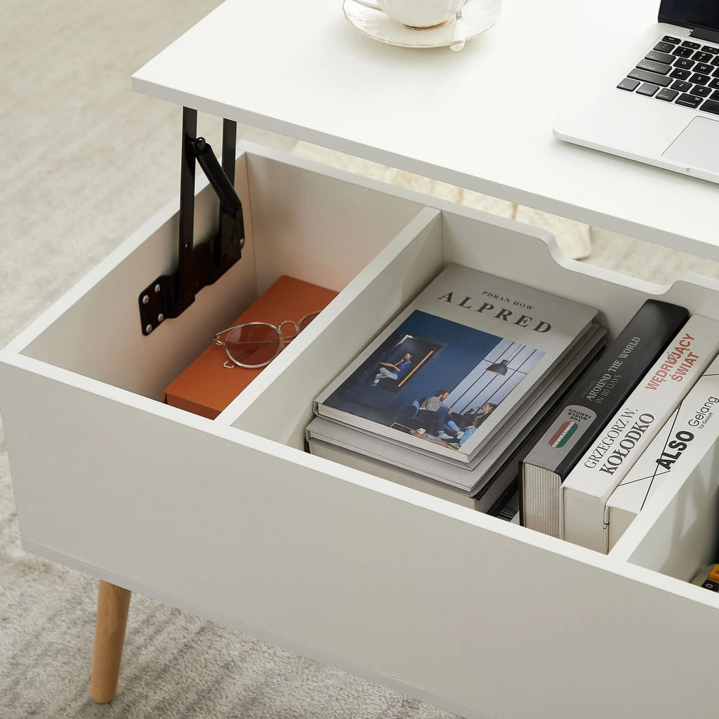 Modern Coffee Table with Lifting Tabletop and Hidden Storage Compartments R411