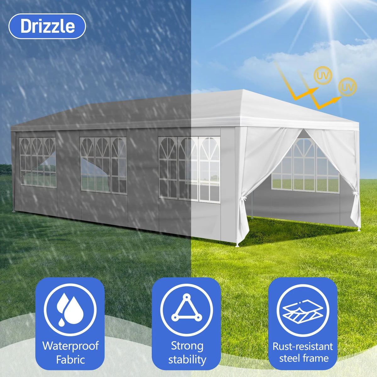 10'x30' Canopy Tent with Removable 5 Sidewall White I571