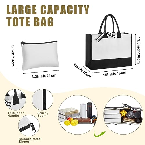 24 Pcs Black White Canvas Tote Bag Set D33751