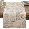 Old Fashioned Vintage Script Print Table Runner - Natural C72552
