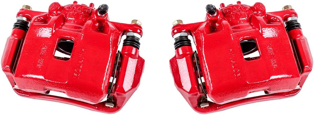 Red Coated Remanufactured Caliper Pair + Hardware Brake Kit P8155
