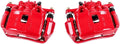 Red Coated Remanufactured Caliper Pair + Hardware Brake Kit P8155