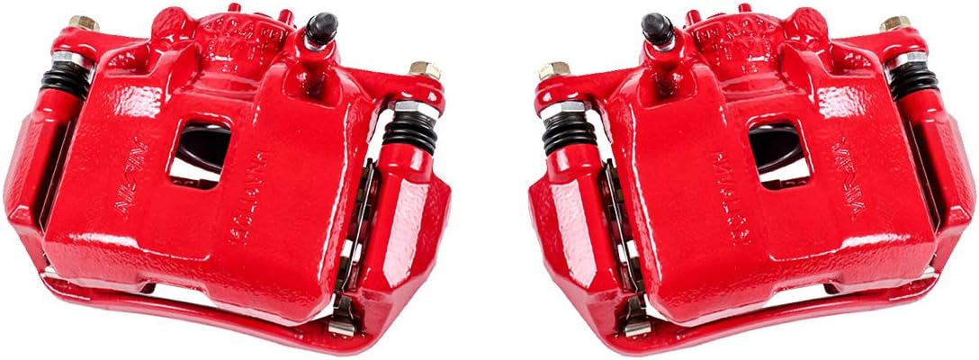 Red Coated Remanufactured Caliper Pair + Hardware Brake Kit P8155