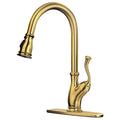 Gold Pull Down Kitchen Faucet with Sprayer F376