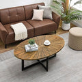 Round Solid Wood Coffee Table with Metal Legs A612228