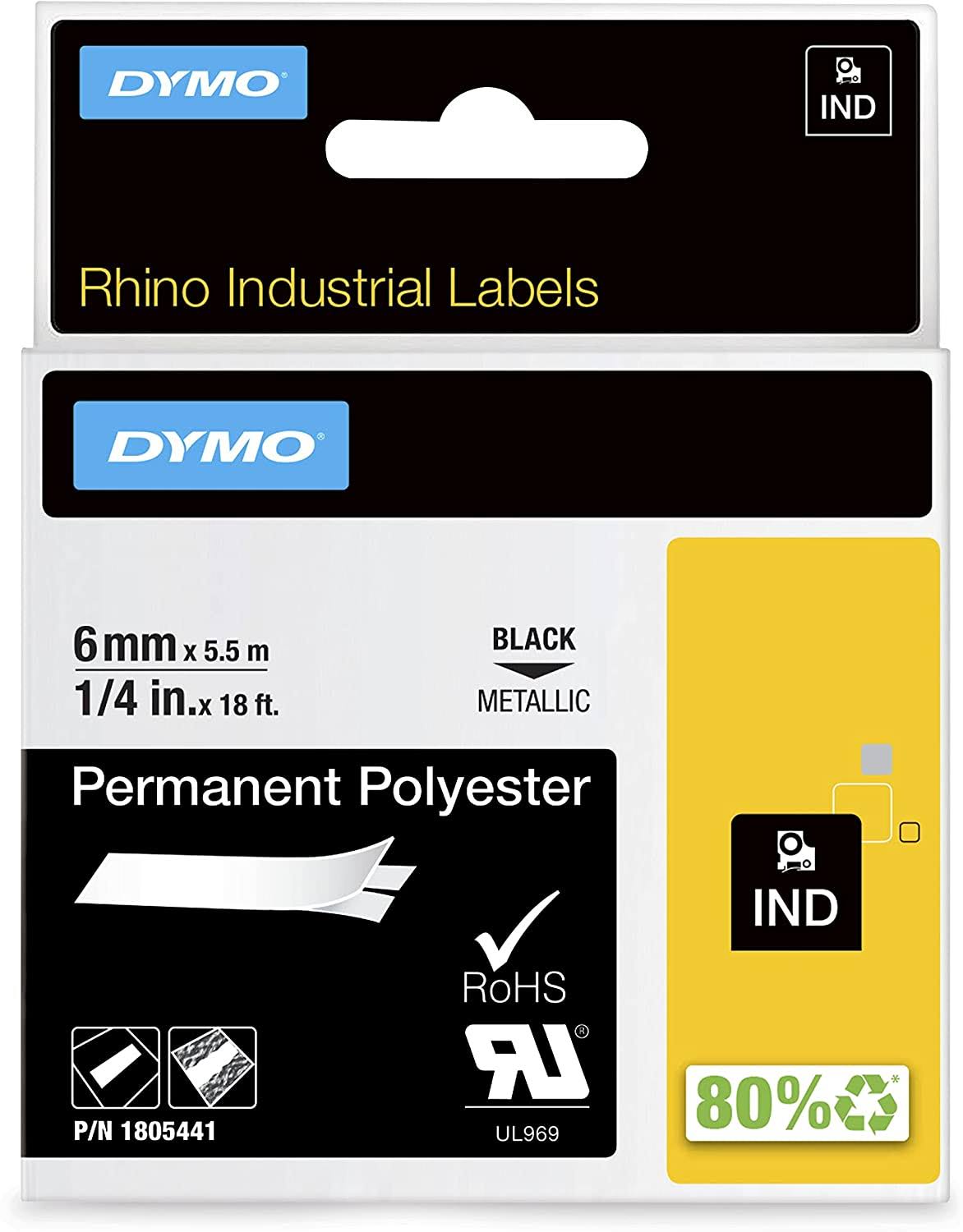 Industrial Permanent Labels Black on Metallic 1 4 Roll I28649