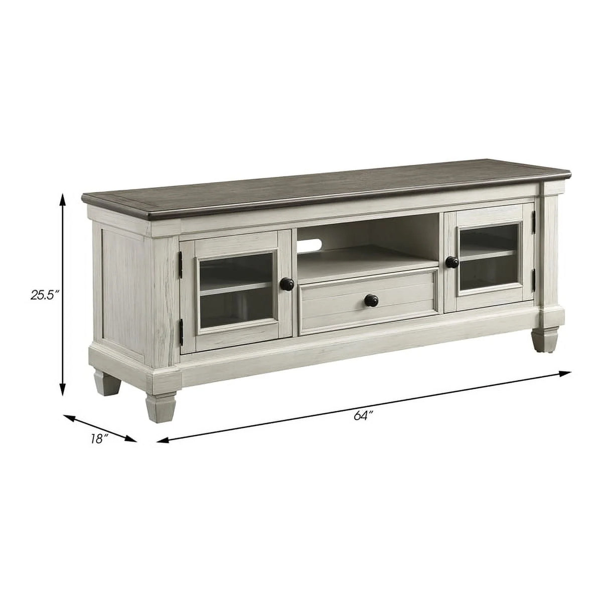 Antique White and Rosy Brown Wood TV Stand K320714
