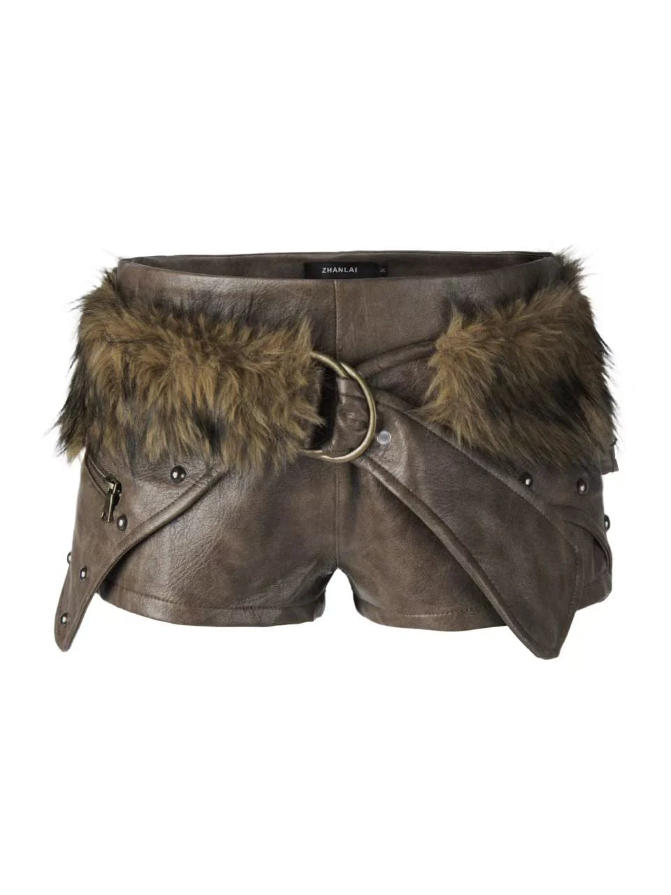 PU Leather Low-Rise Shorts M627