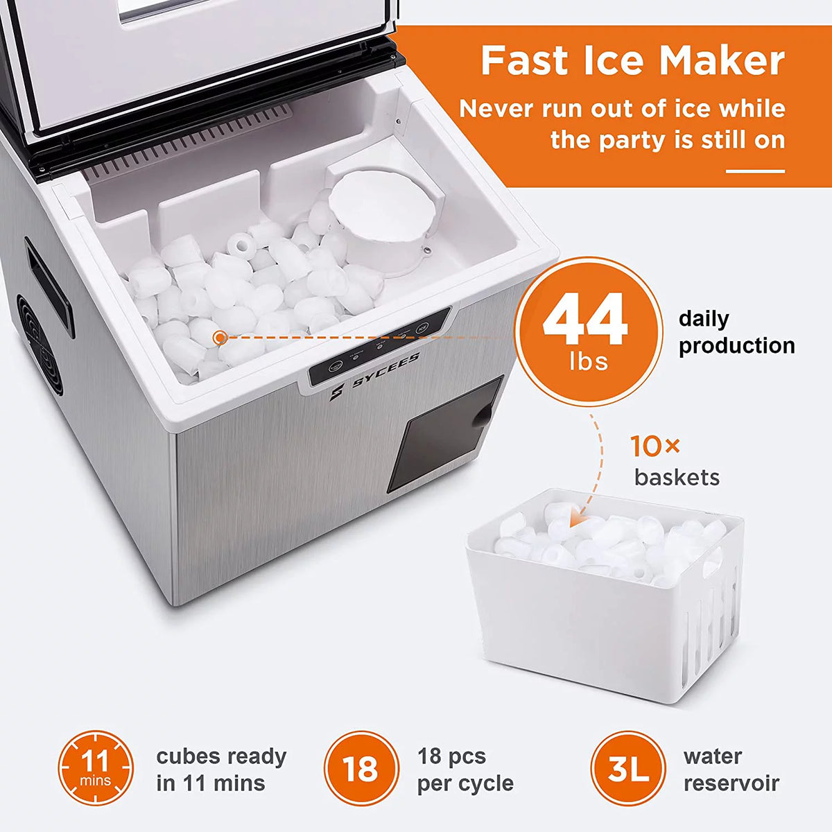 2-in-1 Countertop Ice Maker Machine & Ice Shaver E196554