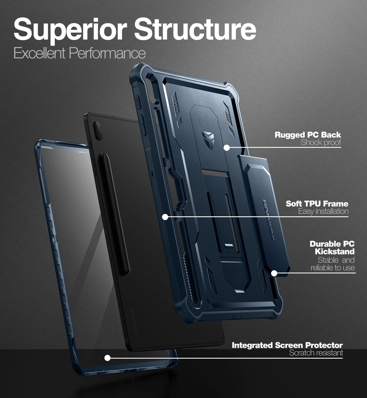 Samsung Galaxy Tab S7 FE 12.4 Inch Case with Screen Protector Kickstand Pen Holder N130