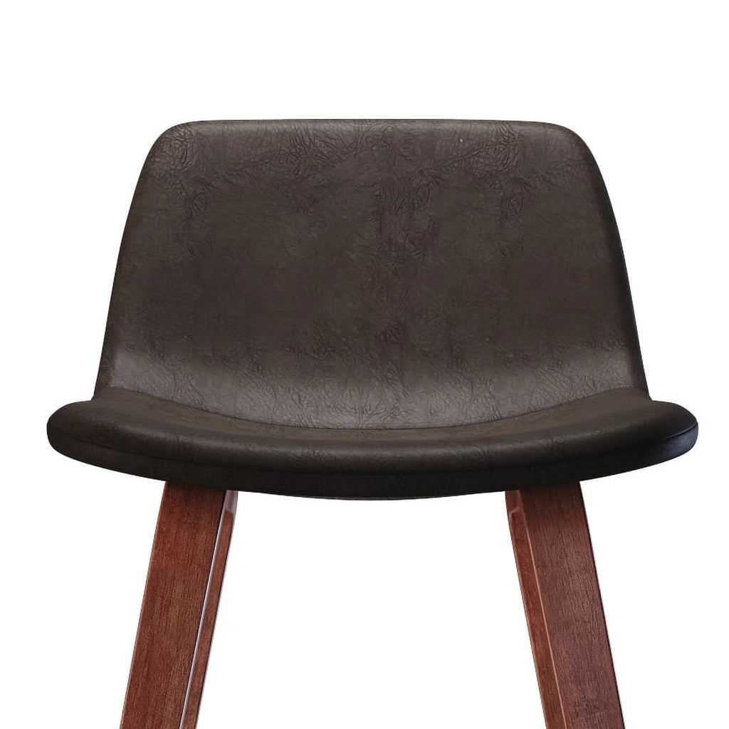 26" Counter Stool Set of 2 Distressed Brown Faux Leather C2884