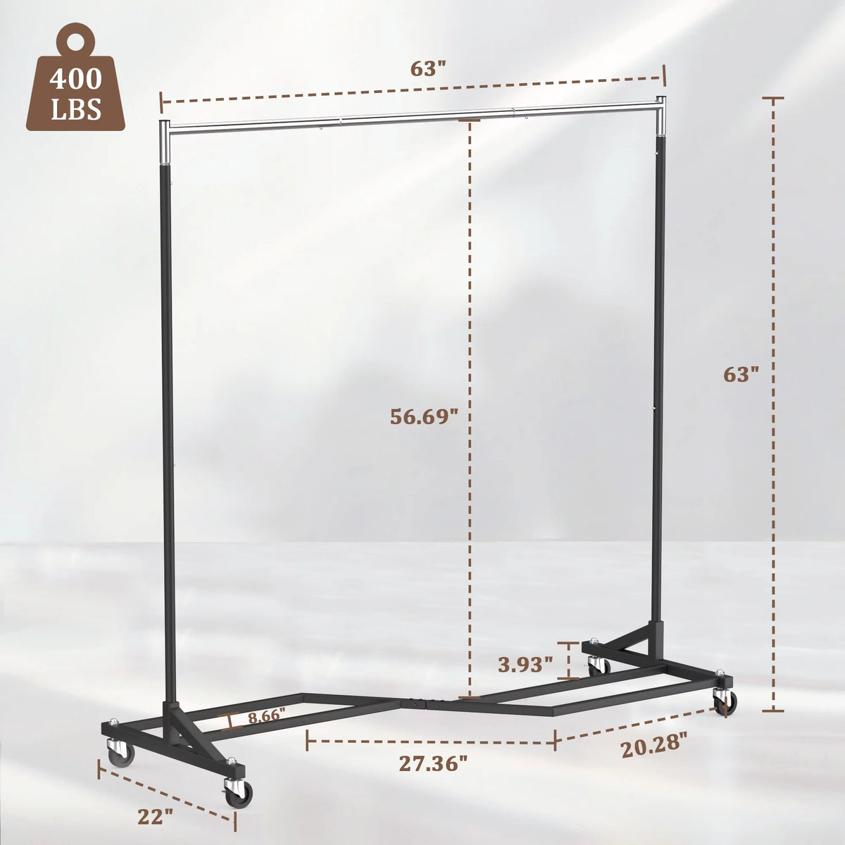 400 lbs Heavy Duty Rolling Garment Rack with Wheels T462