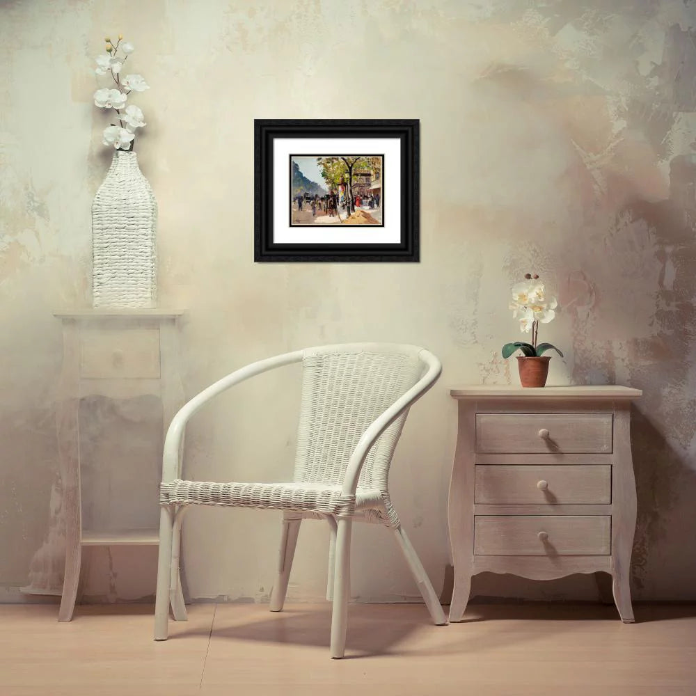 Black Ornate Wood Framed Double Matted Art Print H12161