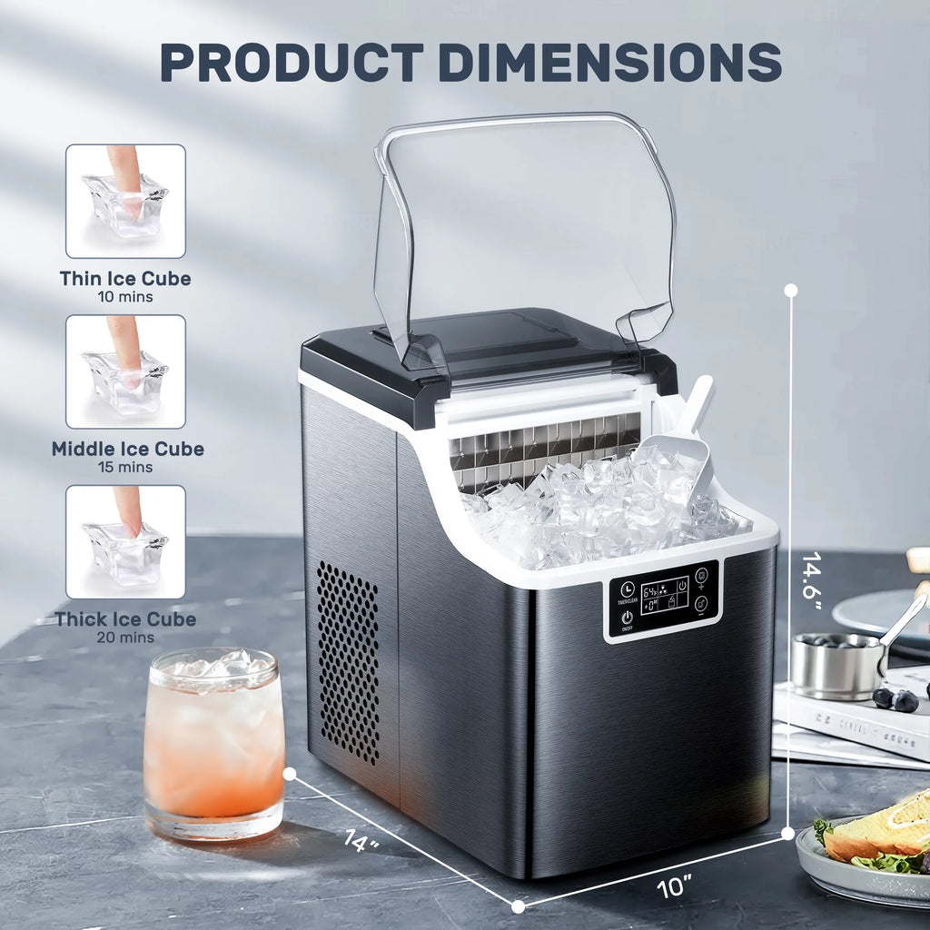 44Lbs/24H Self-Cleaning Countertop Ice Maker with Ice Scoop & Basket U4863