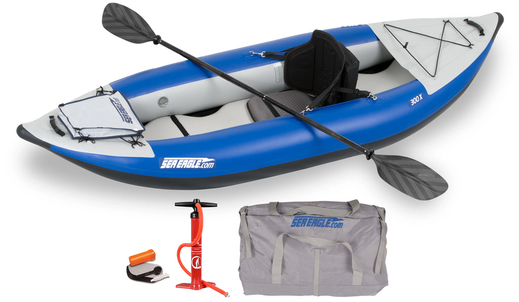 1 Person Lightweight Self-Bailing Inflatable Kayak with Paddle, Seat, Pump, Skeg E507