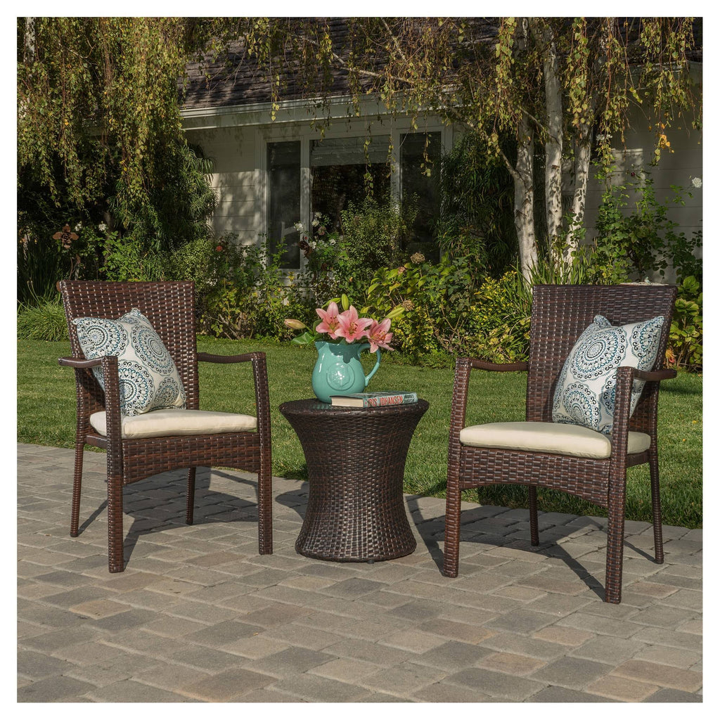Brown 3PC Wicker Chat Set Q709