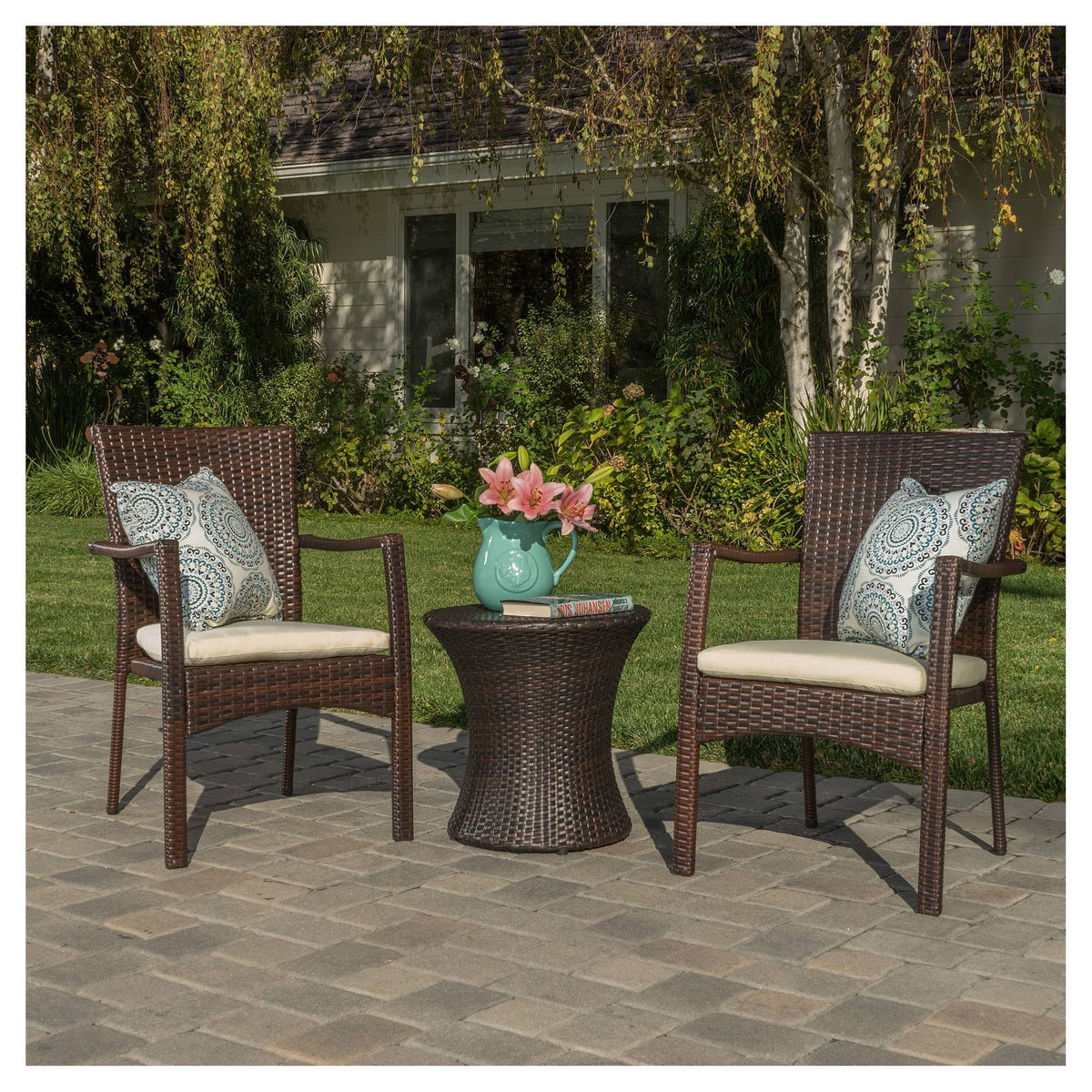 Brown 3PC Wicker Chat Set Q709