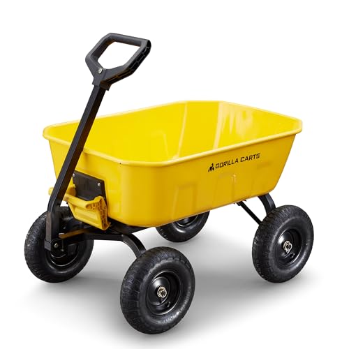 Heavy Duty Steel Yard Dump Cart Garden Wagon with 13 Inch Tires D444
