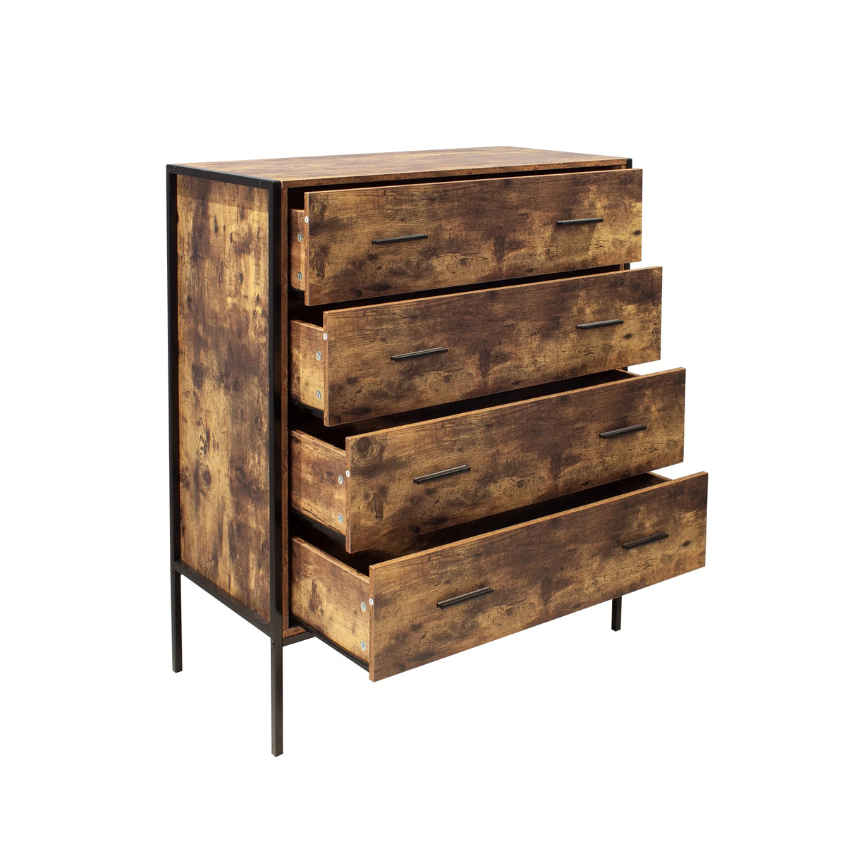 Rustic Brown 4 Drawer Wood Dresser V214147