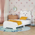 White Wood Platform Bed Frame with Bear-Shaped Headboard and Footboard E517
