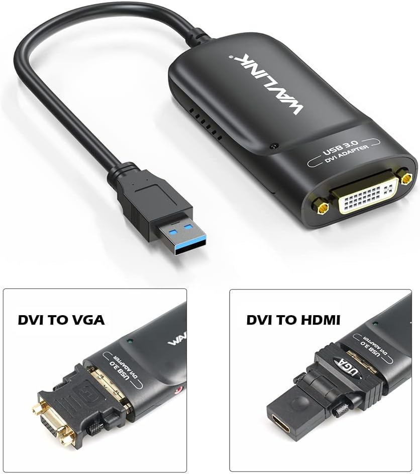 USB 3.0 to DVI/HDMI/VGA Video Adapter with Audio Port Pack of 2 I642701