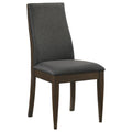 Upholstered Side Chair Set of 2 Grey Dark Walnut I129350