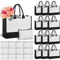 24 Pcs Black White Canvas Tote Bag Set D33751