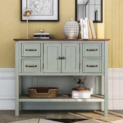 43'' Modern Console Table with 4 Drawers, 1 Cabinet and 1 Shelf S16184