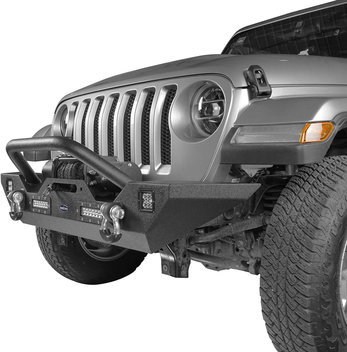 Front Bumper + Rear Bumper with Spare Tire Carrier & Winch Plate T5531