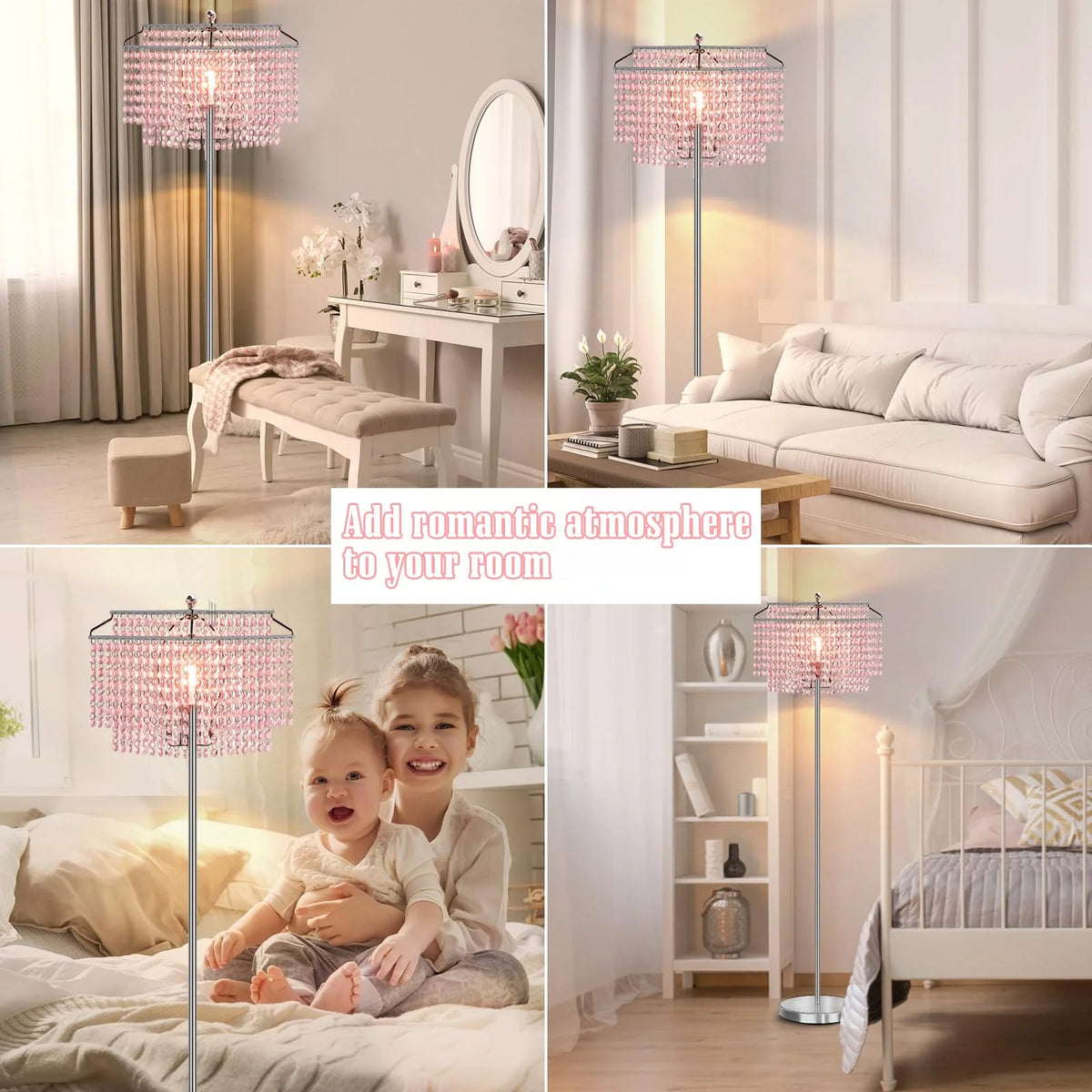 Pink Crystal Metal Floor Lamp F130
