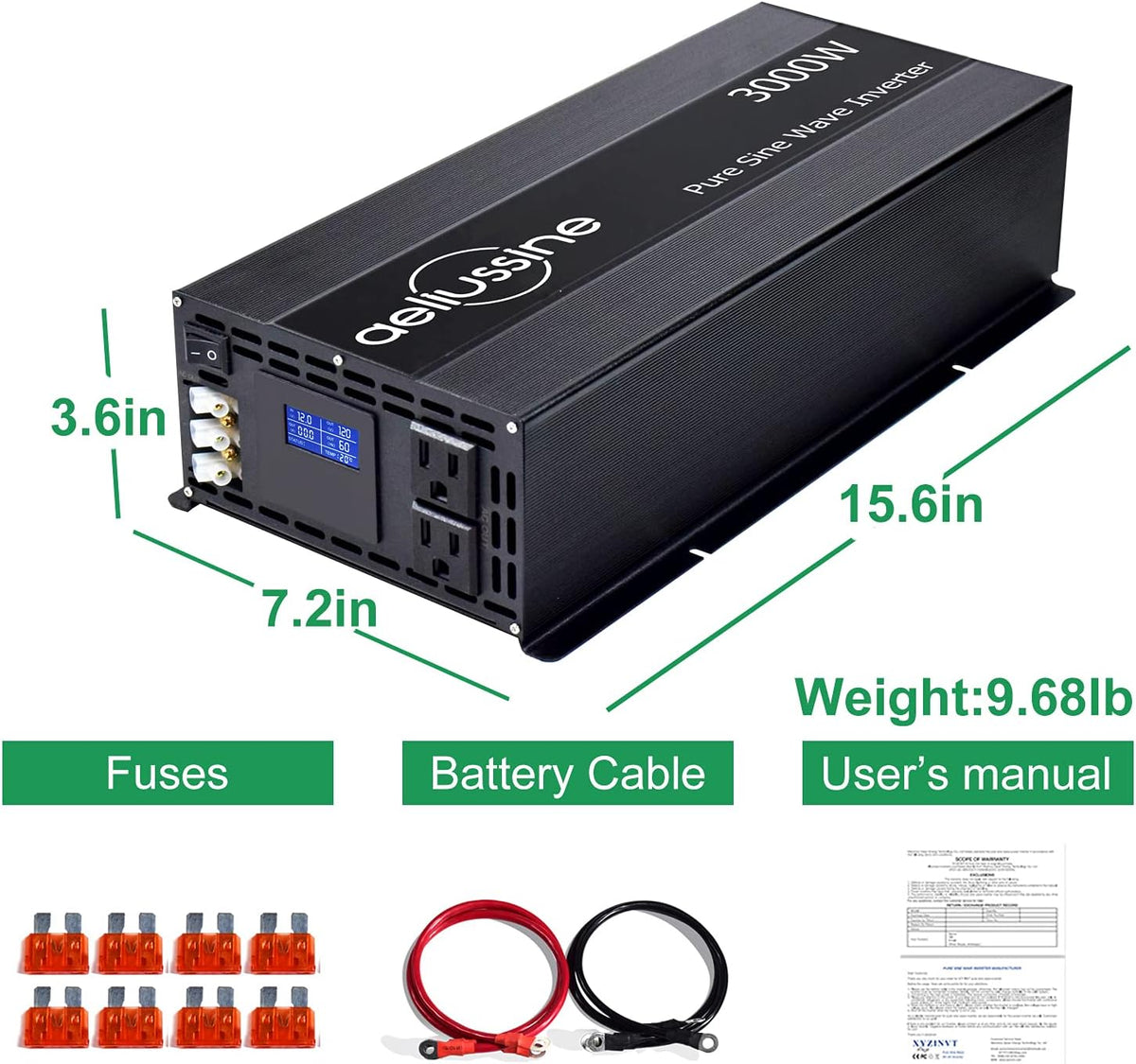 3000 Watt Pure Sine Wave Inverter 48v dc to ac 110v 120v Y561820