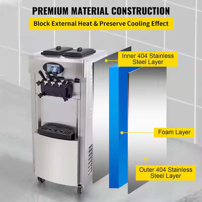 Commercial Soft Ice Cream Maker 3 Flavors 2200 W P40543