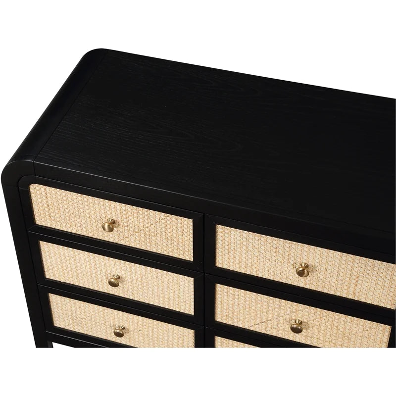 Black Ash Wood and Natural Cane Dresser D2268