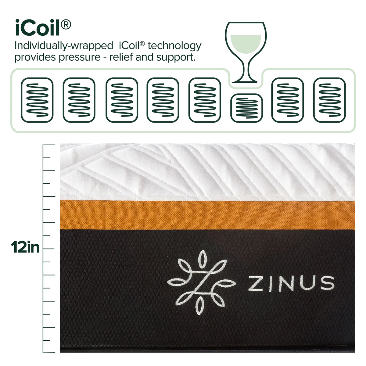 Queen Copper Memory Foam Pocket Spring Hybrid Mattress H525444