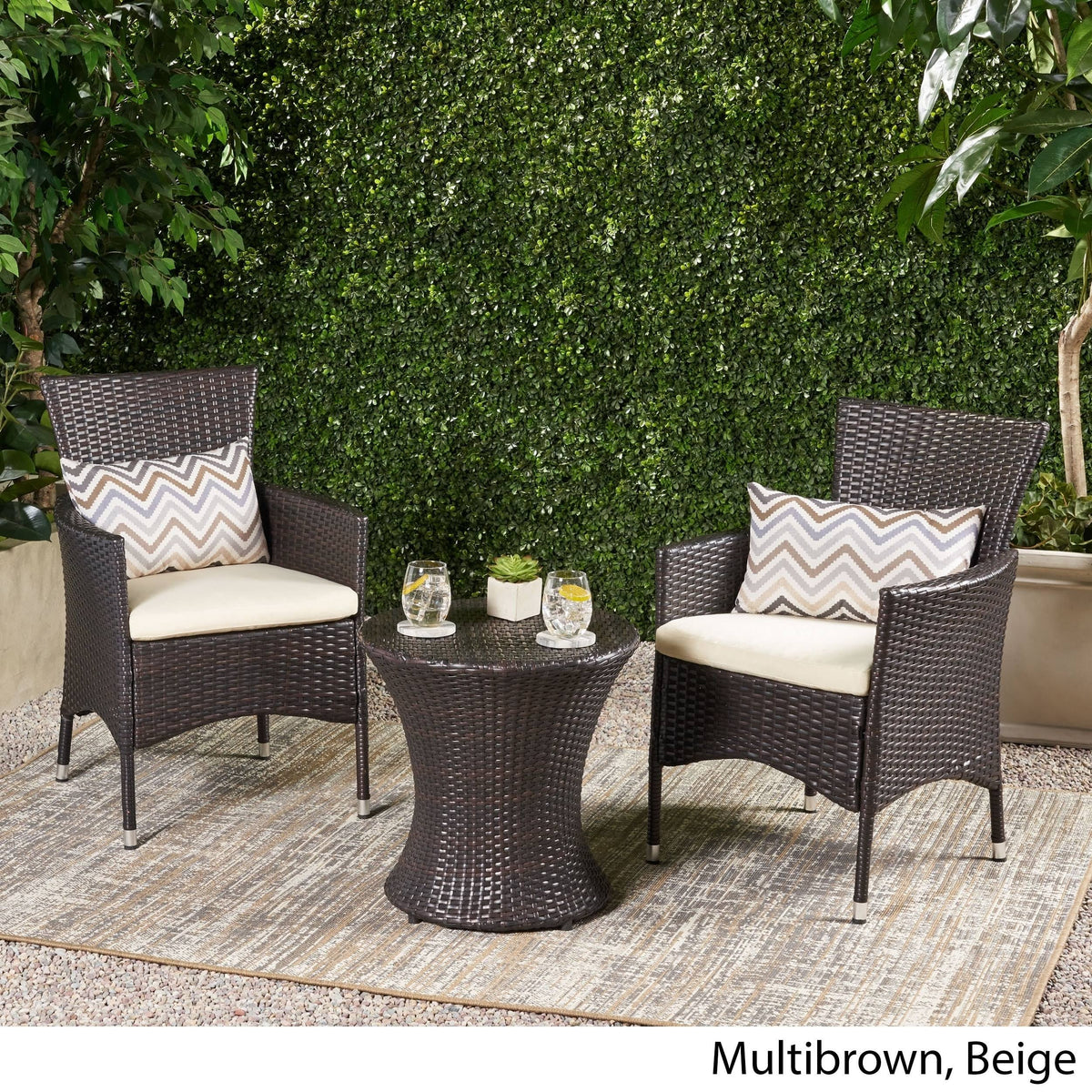 Brown 3PC Wicker Chat Set Q709