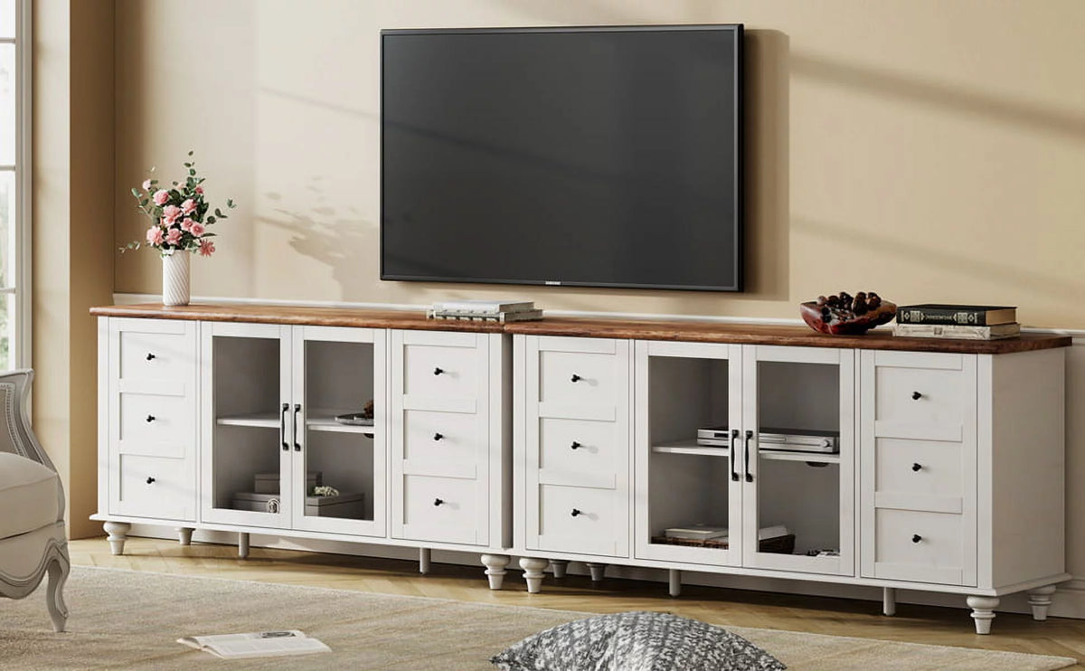 White Glass and Wood TV Stand for 85-110 inch TV D1920