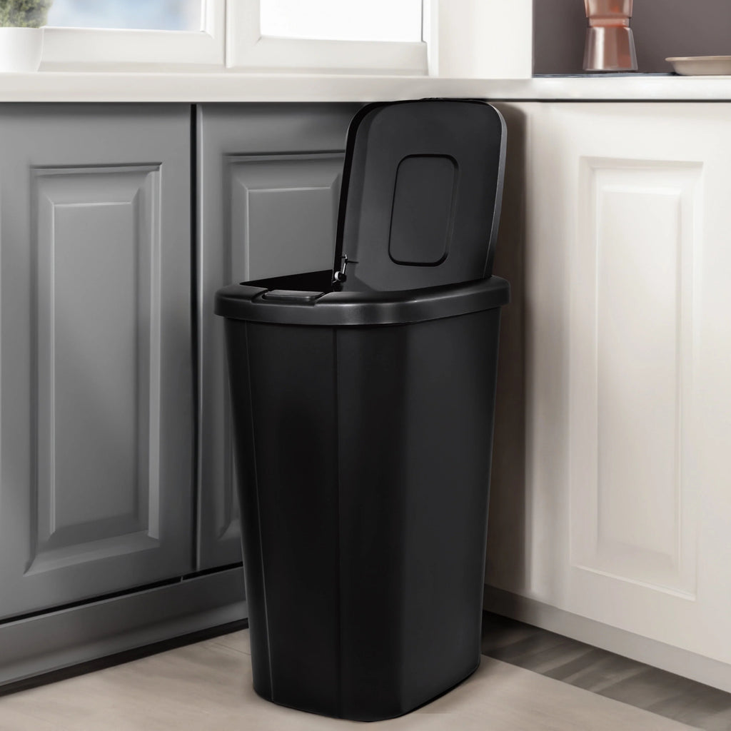 13.3 Gallon Black Plastic Touch Top Trash Can L2938