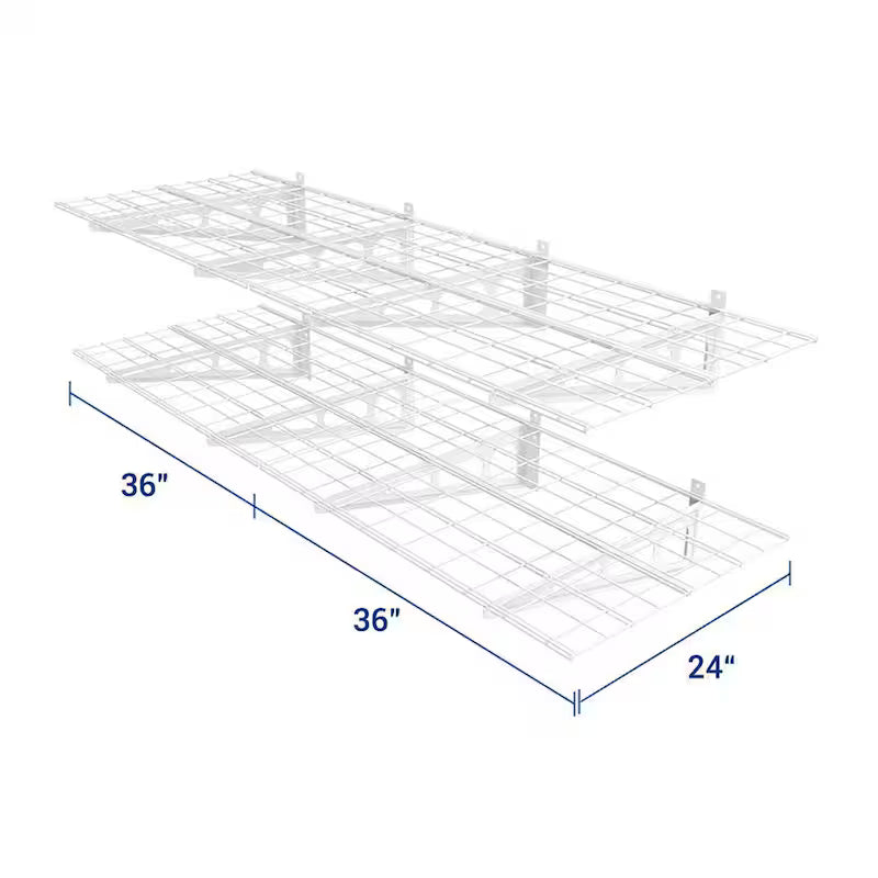 White Steel Garage Wall Shelf 4-Pack I1130
