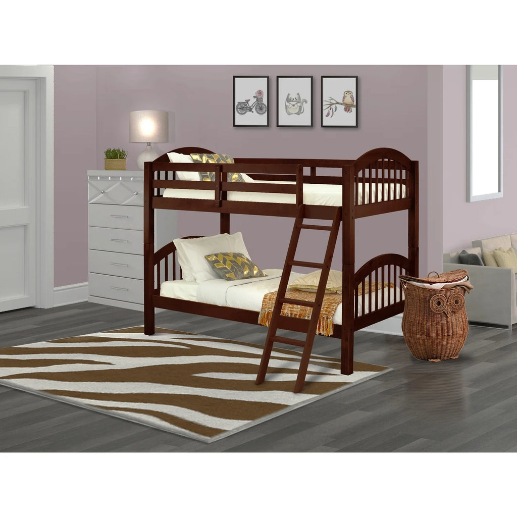 Twin Over Twin Bunk Beds with Ladder and Guard Rail U866302