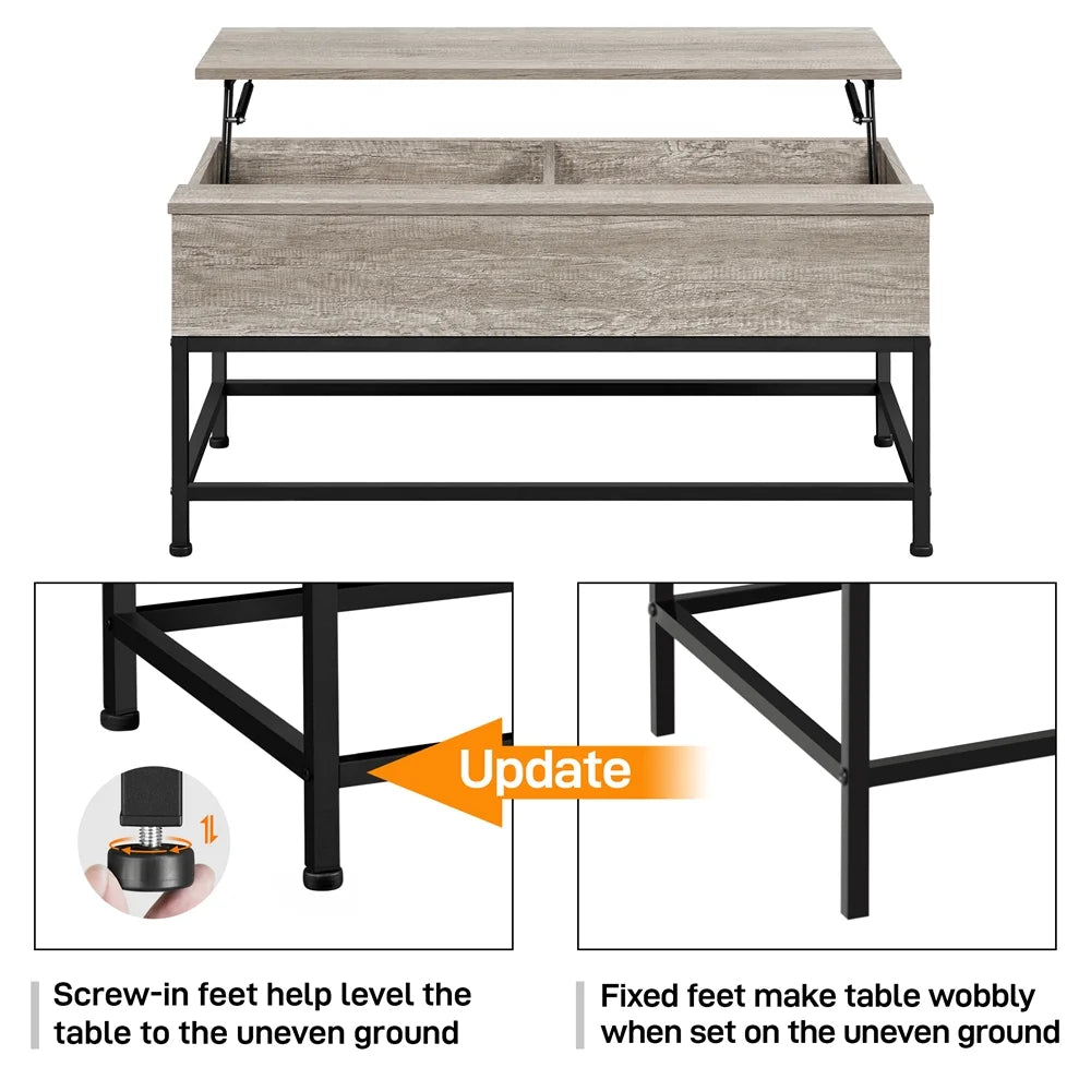 Rustic Gray Wood and Metal Lift Top Coffee Table S174230