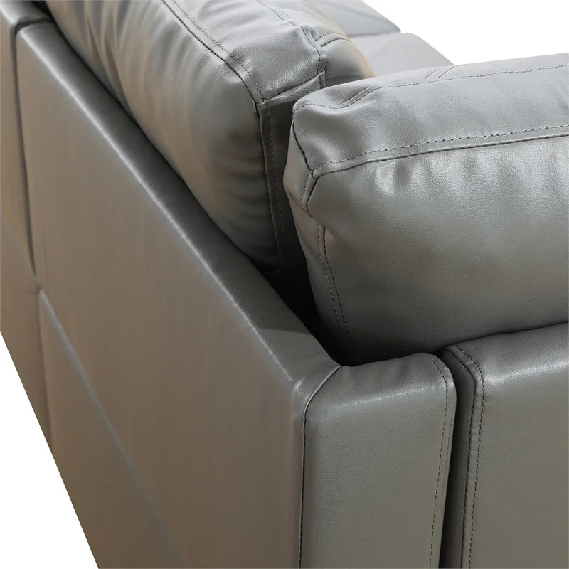 Faux Leather Left Facing Sectional Grey V706