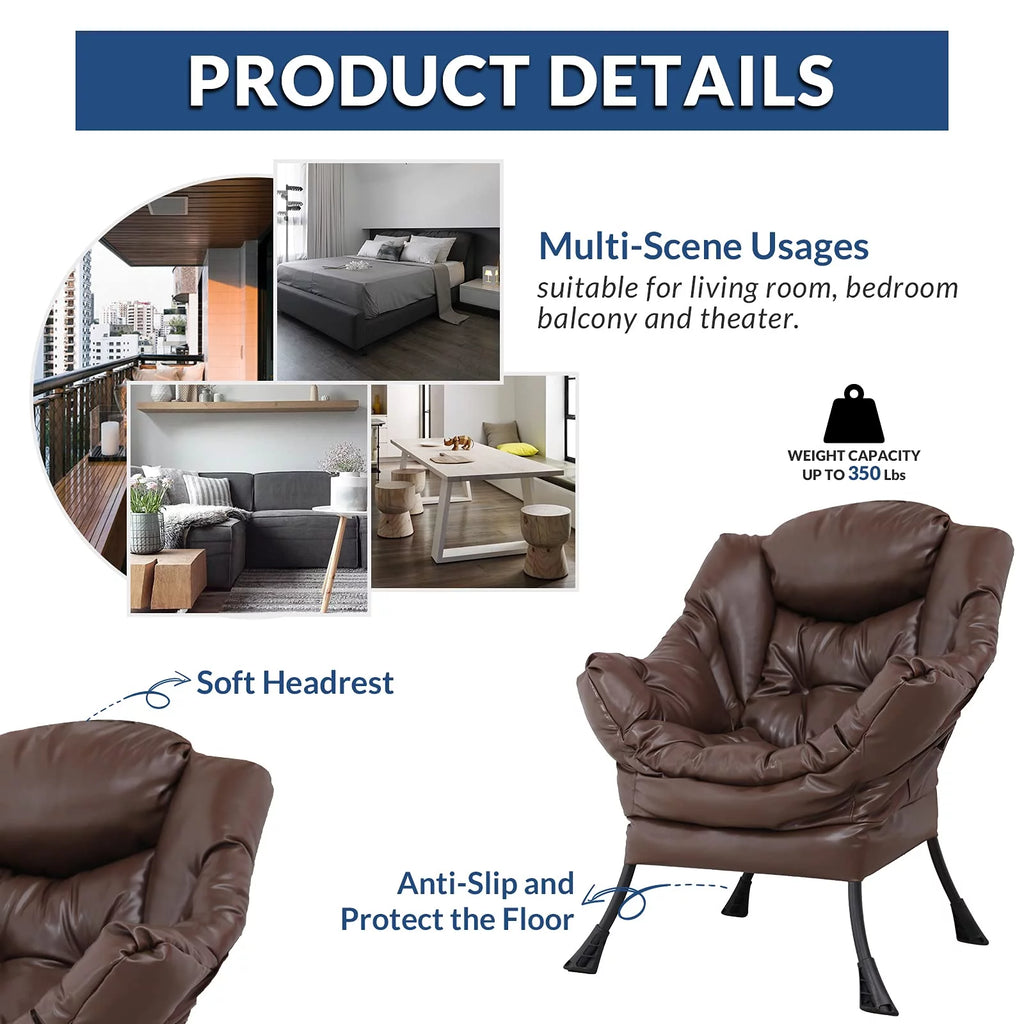 Brown PU Leather Reclining Armchair with Side Pocket V11228