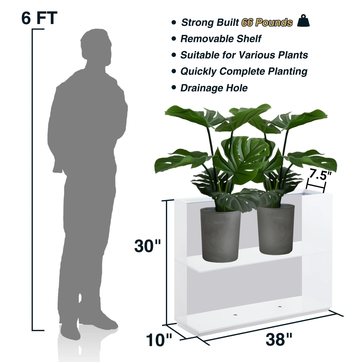 White Metal Planter Box K793