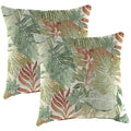 Almond Green Leaves Square Outdoor Throw Pillow 2 Pack I5009