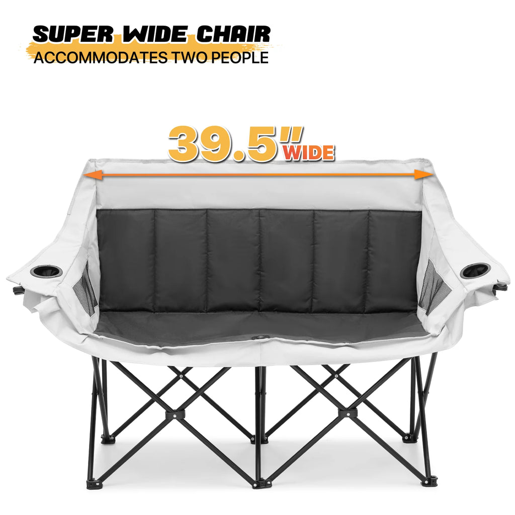 Portable 2 Person Folding Camping Sofa Chair with Carry Bag, Black K66967