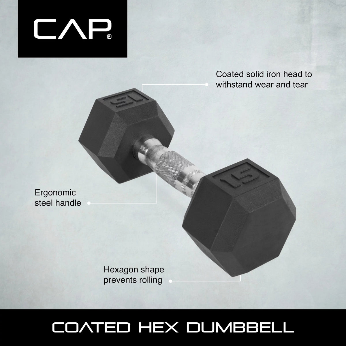 10lb Coated Rubber Hex Dumbbell Pair Z2525