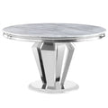 Silver Faux Marble Pedestal Round Dining Table N129726
